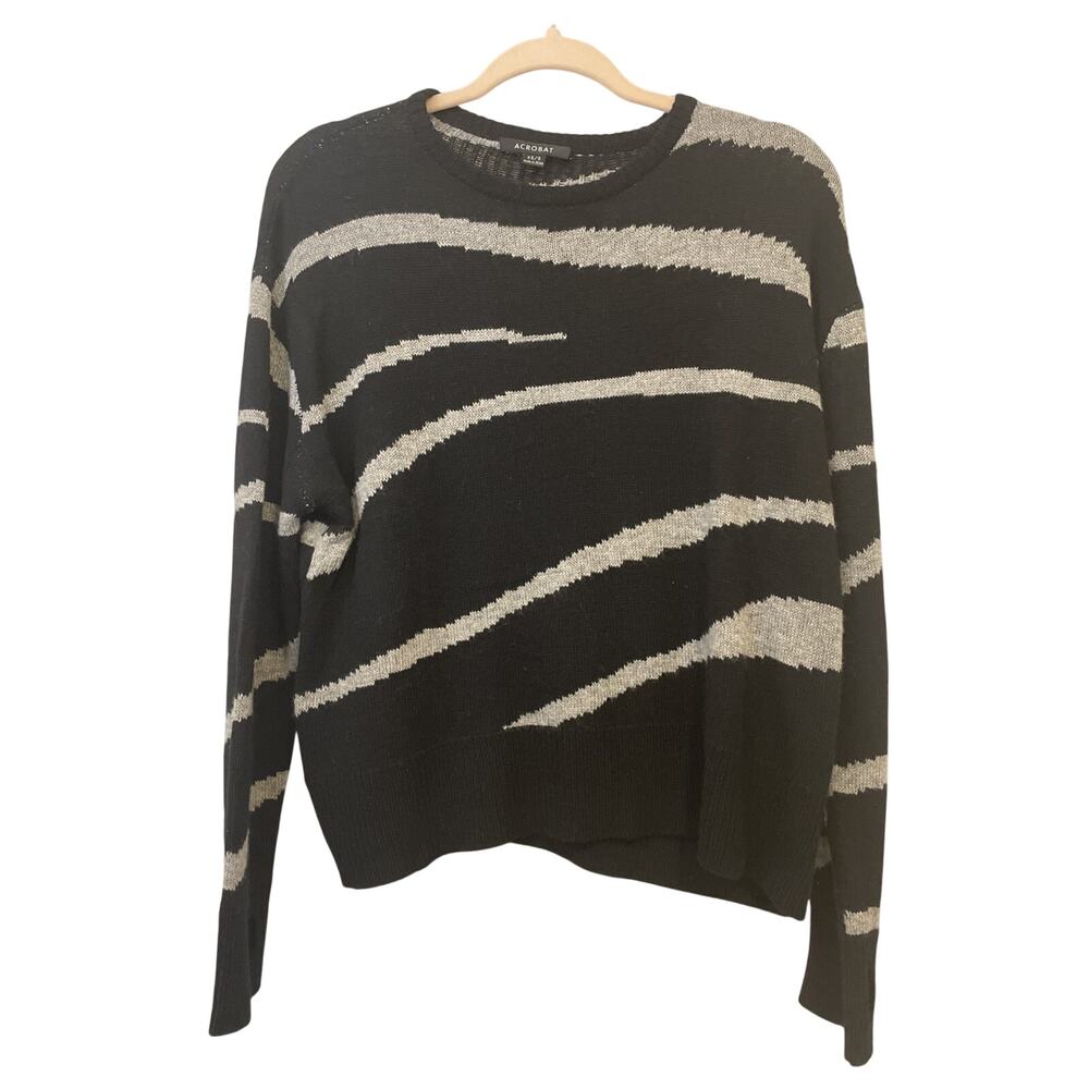 Acrobat Black & Gray Long Sleeve Wool Cashmere Blend Sweater - Size XS/S